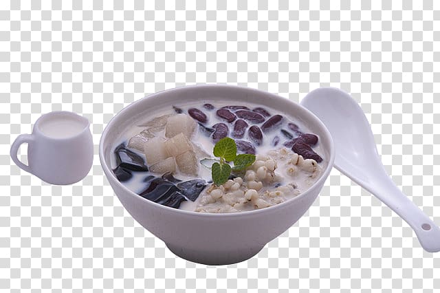 Grass jelly Gelatin dessert Milk Taro ball Baobing, Barley grass jelly bean milk transparent background PNG clipart