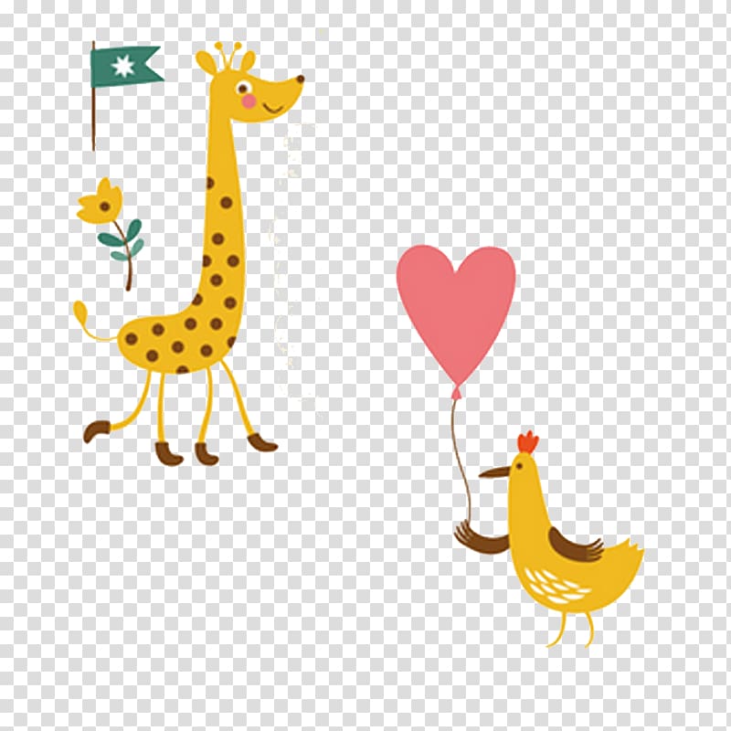 Animal Cuteness , Cartoon Giraffe and holding balloons cock transparent background PNG clipart