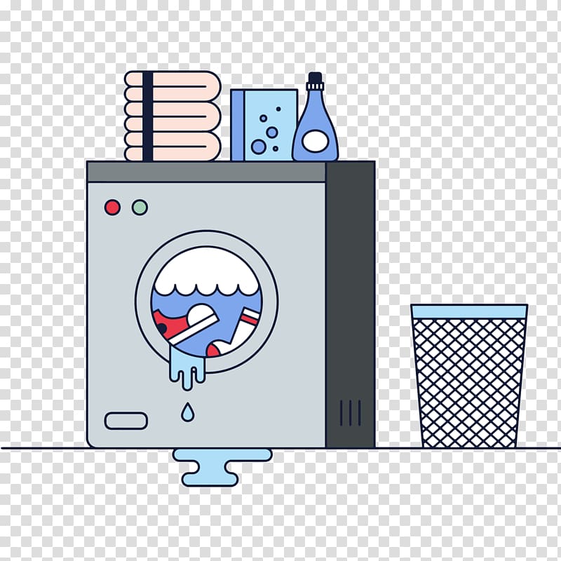 gray washing machine illustration beside gray basket, Laundry symbol Towel Washing machine Cleanliness, cartoon washing machine laundry transparent background PNG clipart