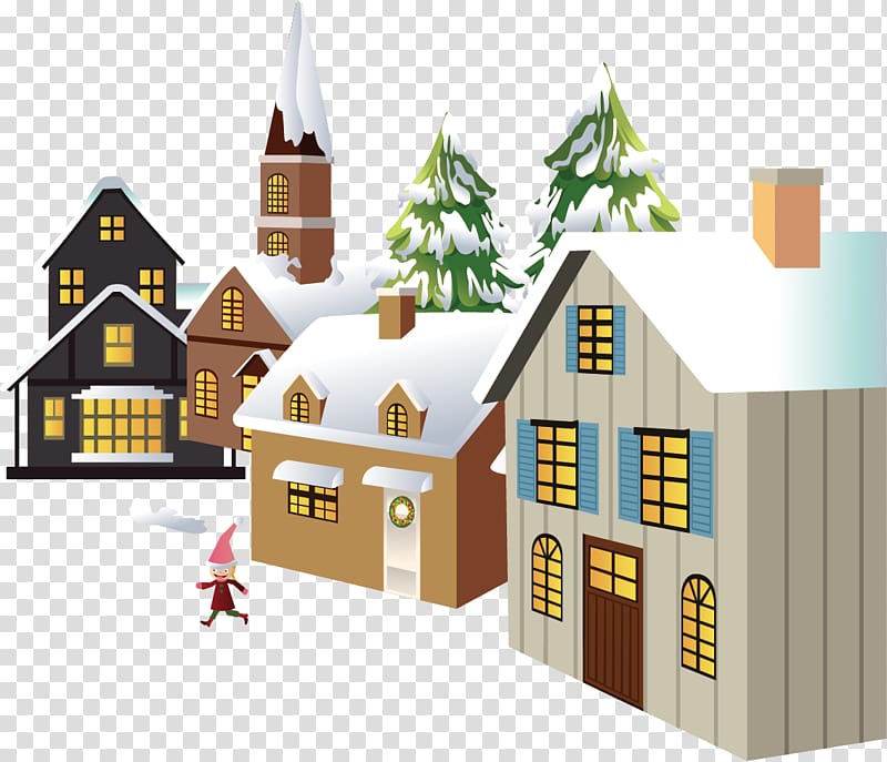 Snowman Winter Illustration, Creative winter snow winter house transparent background PNG clipart