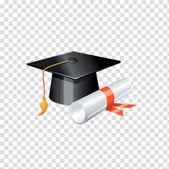black mortar board and diploma illustration, Square academic cap Graduation ceremony Hat , Graduation Hat transparent background PNG clipart