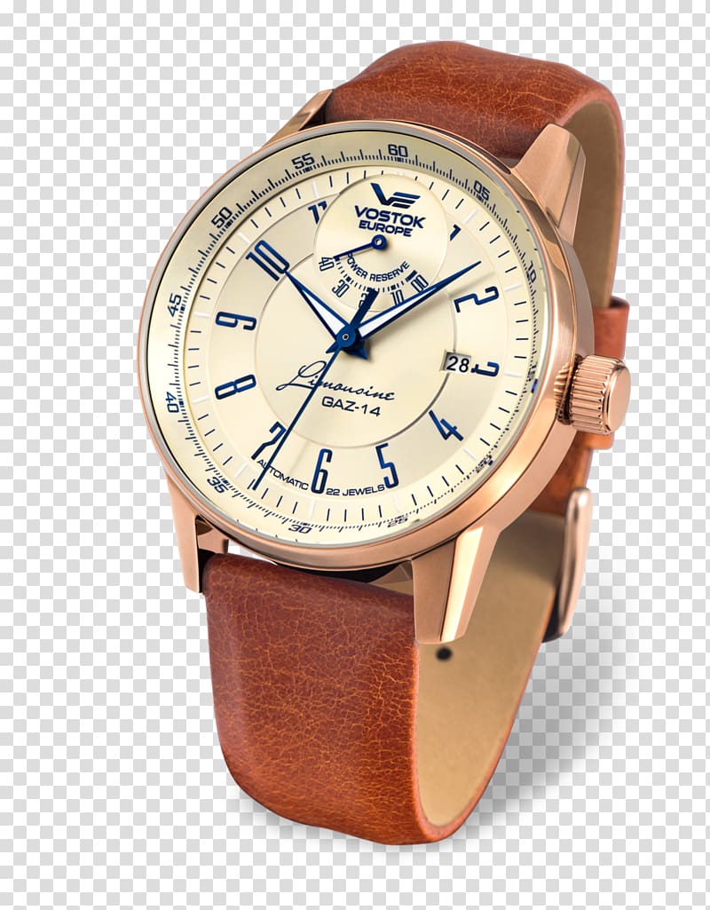 GAZ-14 Baselworld Vostok Europe Power reserve indicator Vostok watches, leather strap transparent background PNG clipart