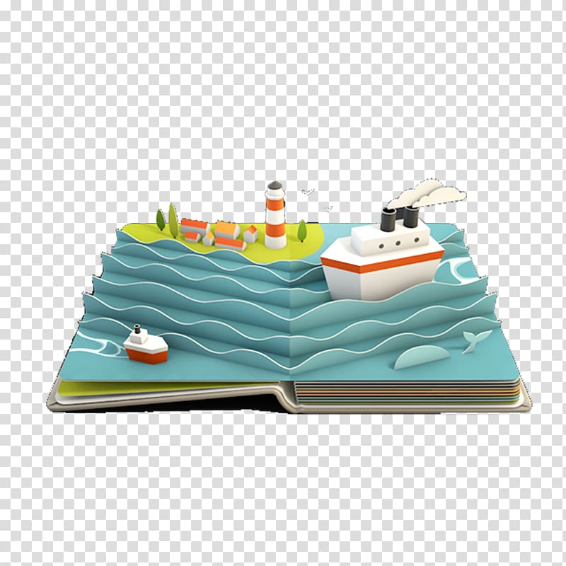 Paper Pop-up book, Book ocean transparent background PNG clipart