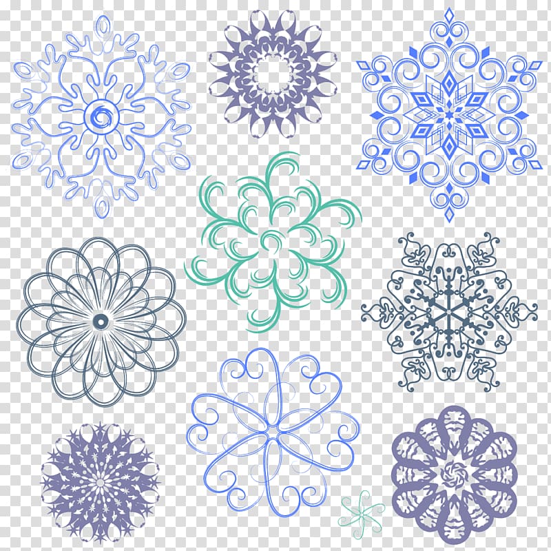 assorted-color flower illustrations, Snowflake Euclidean , Snowflakes transparent background PNG clipart