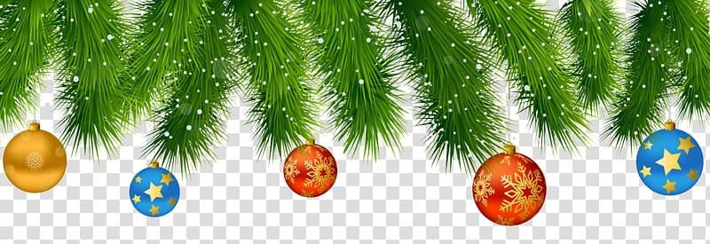 five assorted-color bauble ornaments, Christmas decoration Christmas ornament Santa Claus, Pine Christmas Decoration transparent background PNG clipart