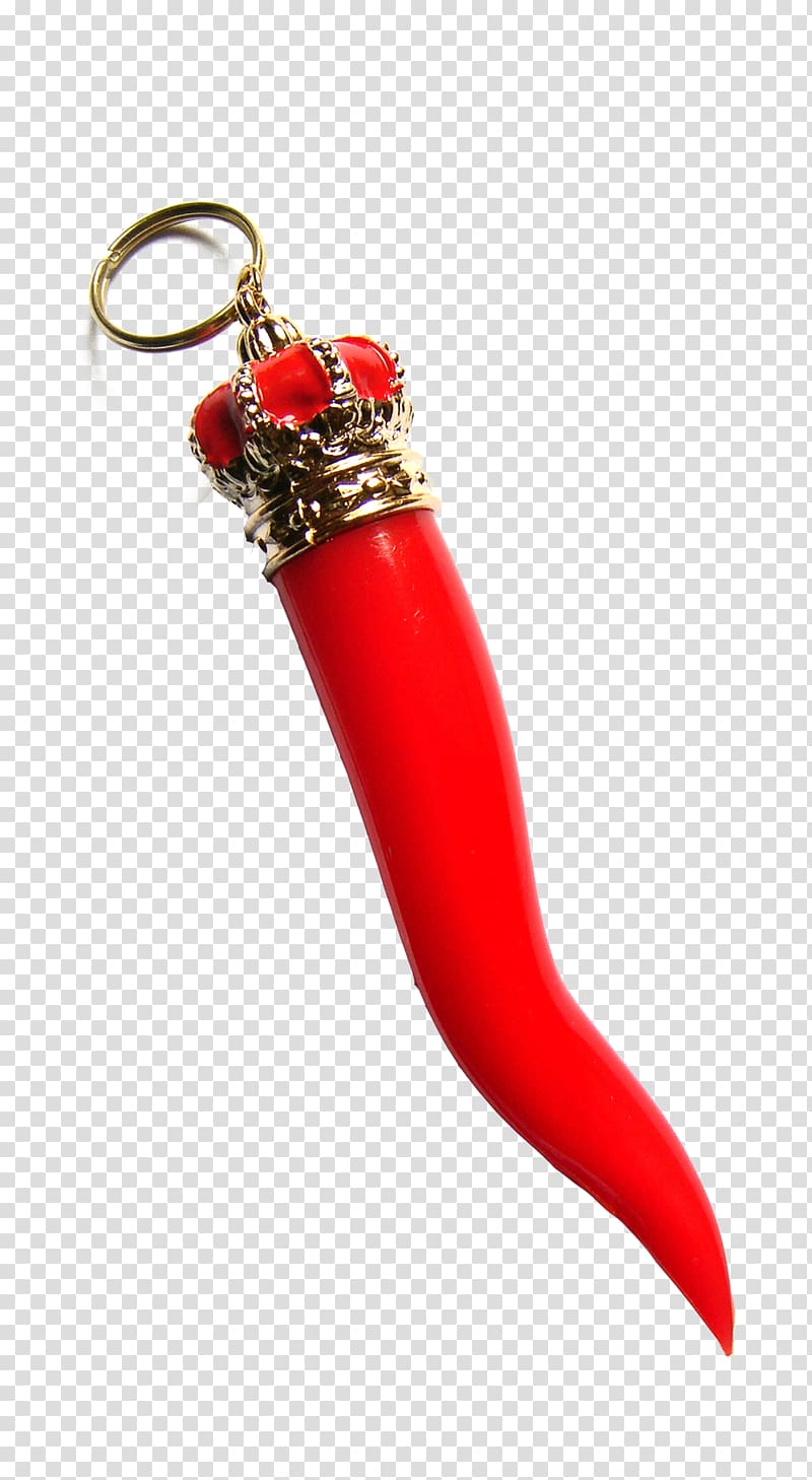 red chili pendant, Chili con carne Chili pepper Cornicello Bell pepper Capsicum, Red Amulet transparent background PNG clipart