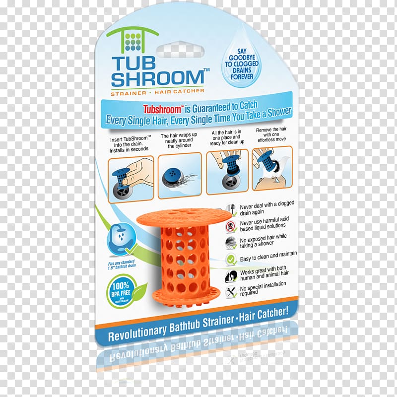 TubShroom The Revolutionary Tub Drain Protector Hair Catcher/Strainer/Snare, Blue Baths SinkShroom The Revolutionary Sink Drain Protector Hair Catcher/Strainer/Snare, shower transparent background PNG clipart