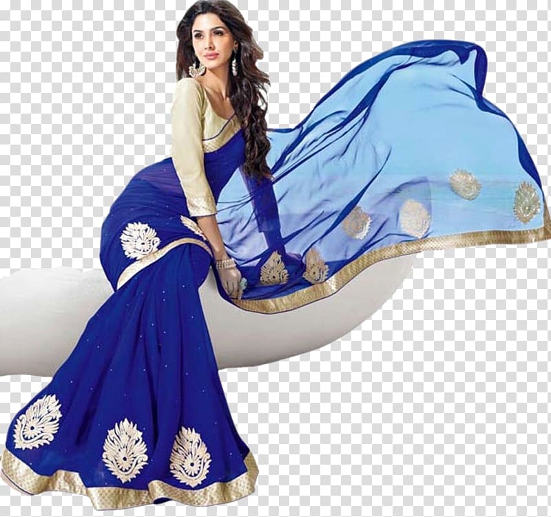 Sari Blouse Choli Georgette Blue, dress transparent background PNG clipart