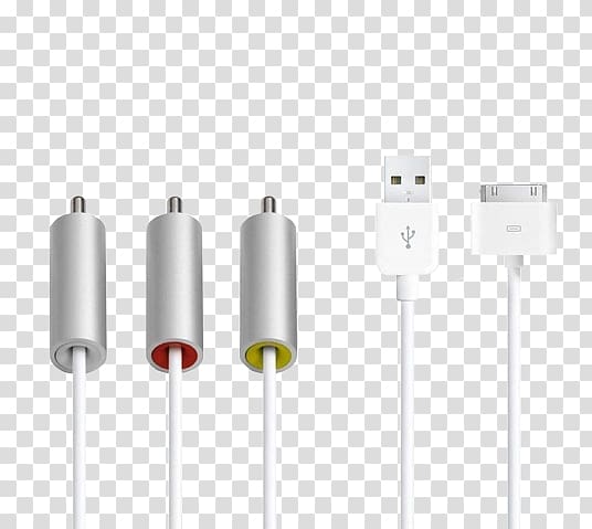 Composite video Apple Electrical cable Adapter Lightning, Apple Data Cable transparent background PNG clipart