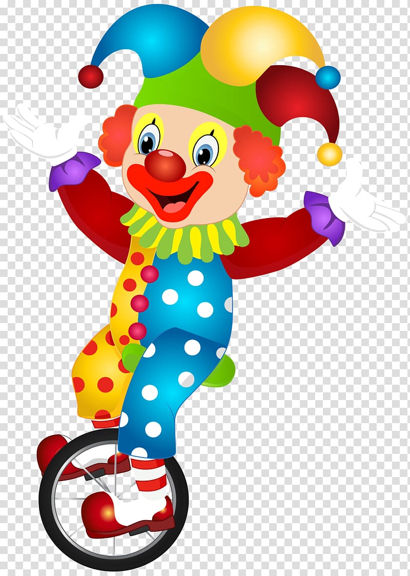 clown riding unicycle illustration, Clown , Cute Clown transparent background PNG clipart