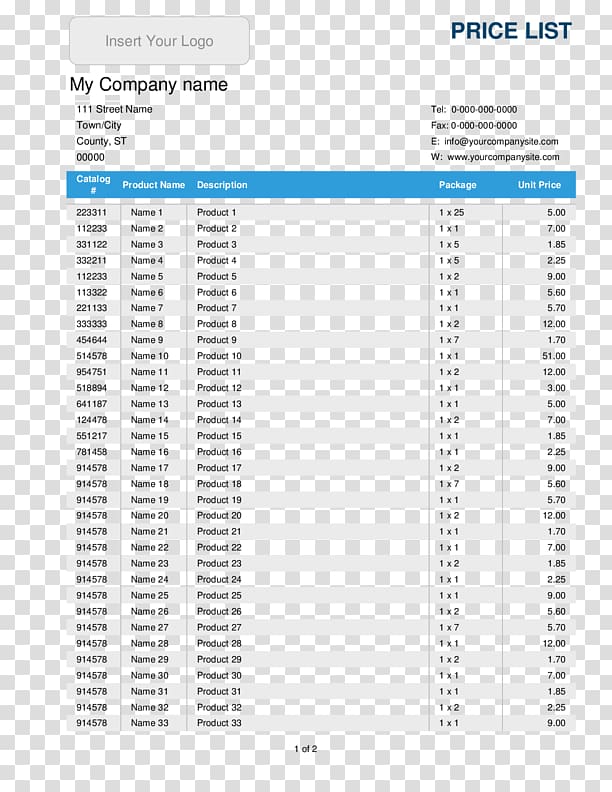 Microsoft Excel Template Spreadsheet Microsoft Word Price, pricelist transparent background PNG clipart