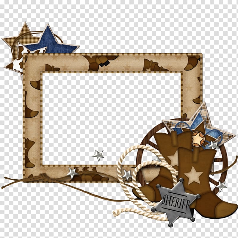 brown and beige sheriff-themed frame, Frames Cowboy Vaquero Cuadro , western transparent background PNG clipart