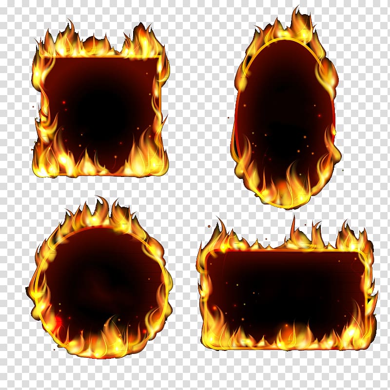 Flame Princess Fire, 4 flame frame design material transparent background PNG clipart