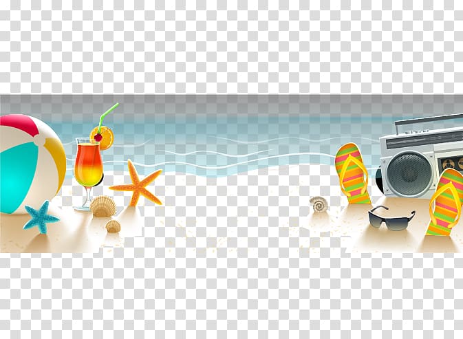 cassette player and body of water , Beach Summer Illustration, beach transparent background PNG clipart
