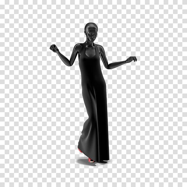 Dress Cheongsam Mannequin Model, Black dress models show transparent background PNG clipart