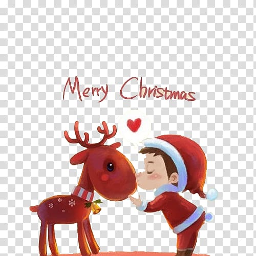 Christmas decoration Santa Claus's reindeer iPhone 7, Boy Merry Christmas Reindeer transparent background PNG clipart