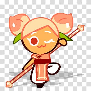 female cartoon character holding staff illustration, Cookie Run Peach Cookie transparent background PNG clipart