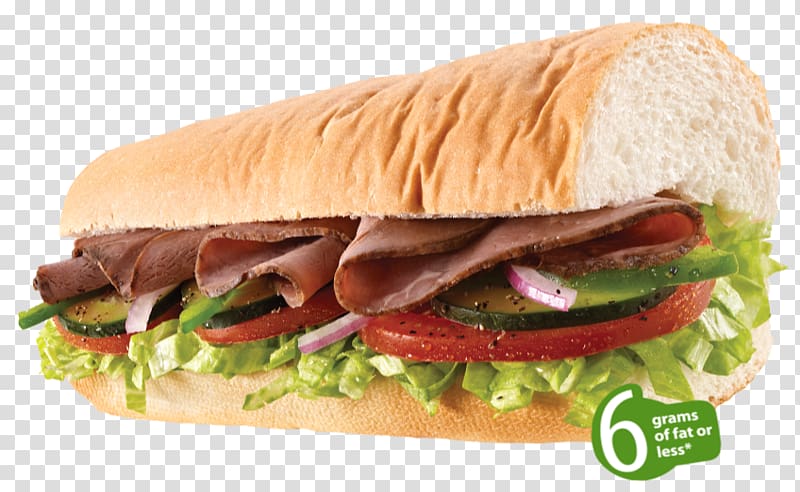 Fast food Submarine sandwich Roast beef Ham, Roast transparent background PNG clipart