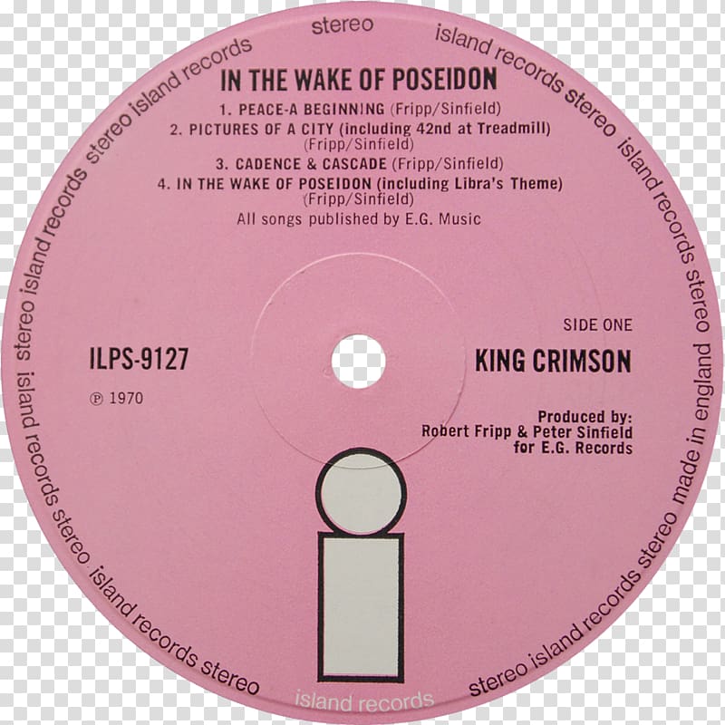 King Crimson In the Wake of Poseidon Red Gatefold Record label, Crimson King transparent background PNG clipart