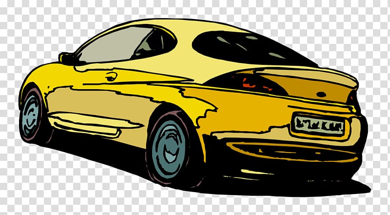 Sports car Car door Mid-size car Citroxebn, High-end fashion cartoon painted yellow sports car transparent background PNG clipart