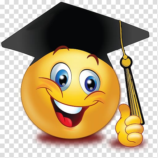 Graduation ceremony Emoticon Smiley Emoji Graduate University, smiley transparent background PNG clipart