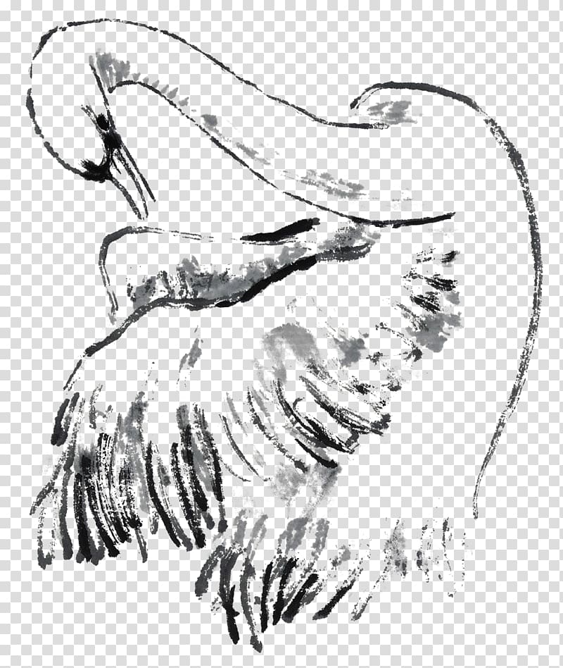 Domestic goose Ink wash painting Chinese painting Gongbi, Goose transparent background PNG clipart