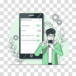illustration, Preferences, options, phone, device, setup, settings, features transparent background PNG clipart thumbnail