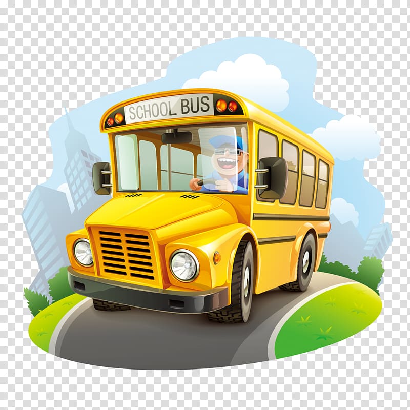 yellow School Bus , School bus Cartoon Illustration, school bus transparent background PNG clipart