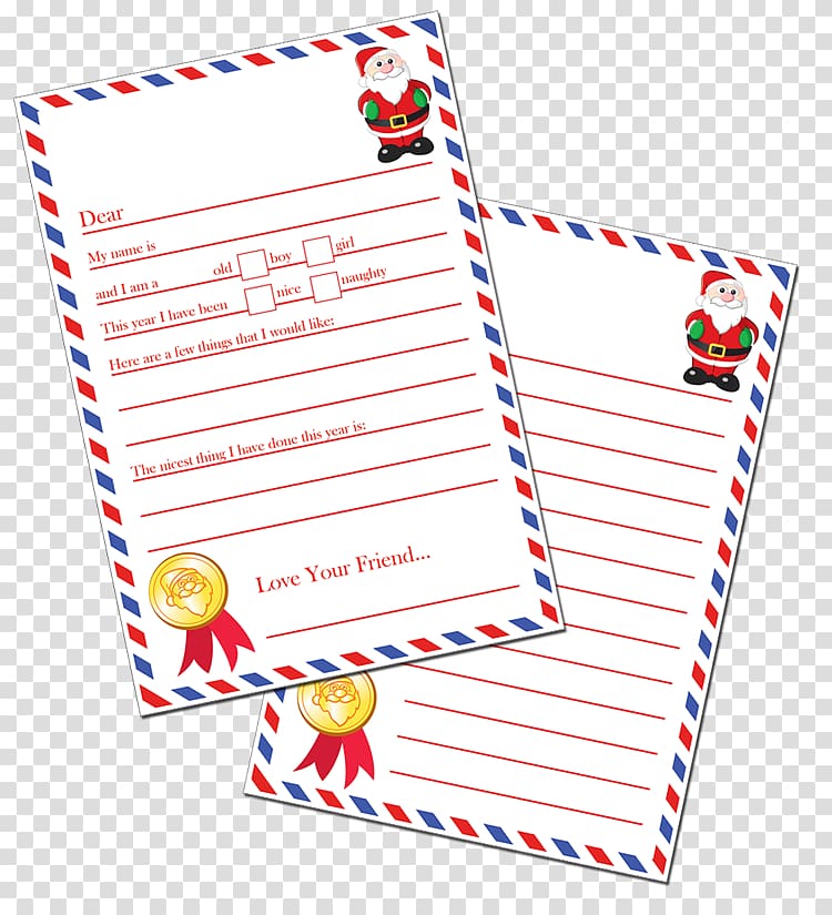 Paper Santa Claus Letter Christmas gift, Letter From Santa transparent background PNG clipart