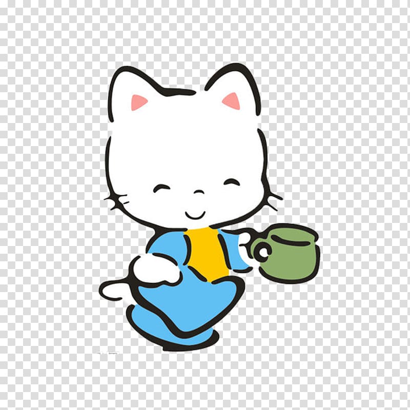 Cat Dog Cuteness , little cat holding a cup to pull creative free transparent background PNG clipart