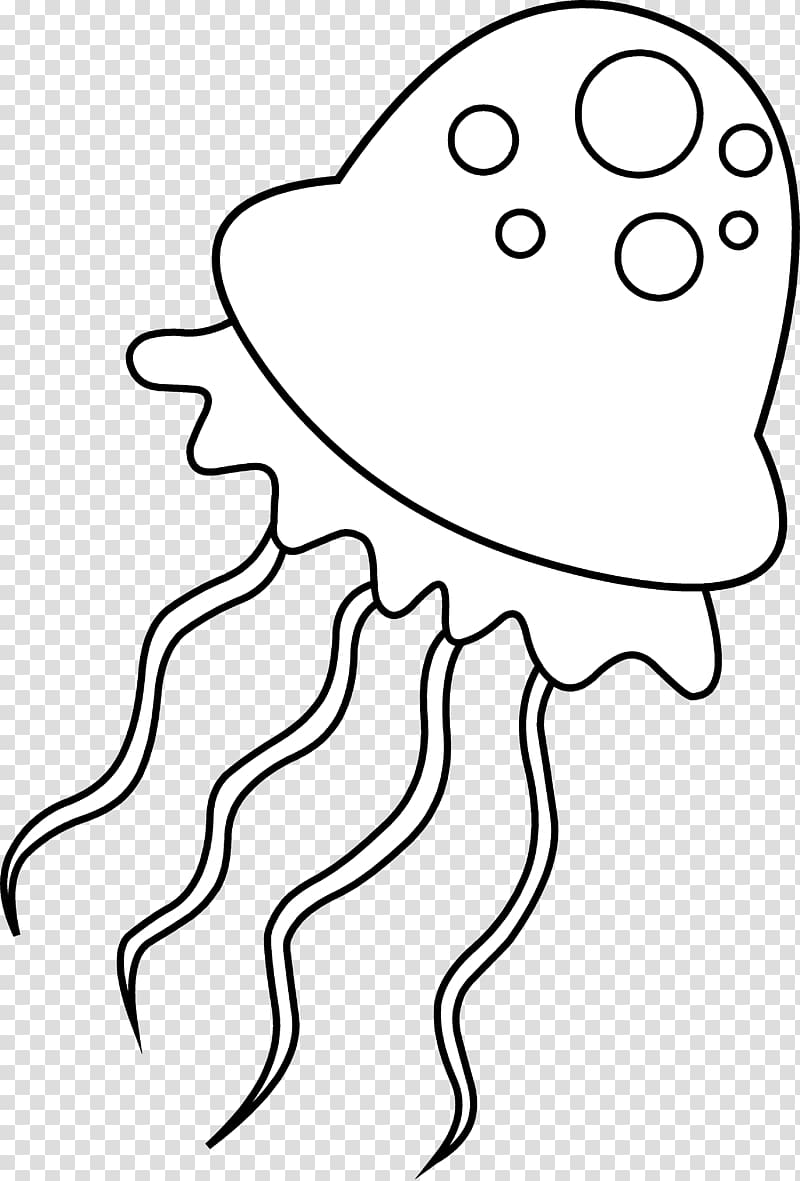 Jellyfish Black and white , Jellyfish Outline transparent background PNG clipart