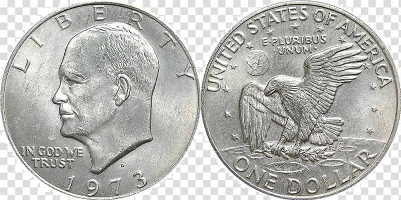 Eisenhower dollar Dollar coin United States Dollar Philadelphia Mint Silver, silver transparent background PNG clipart
