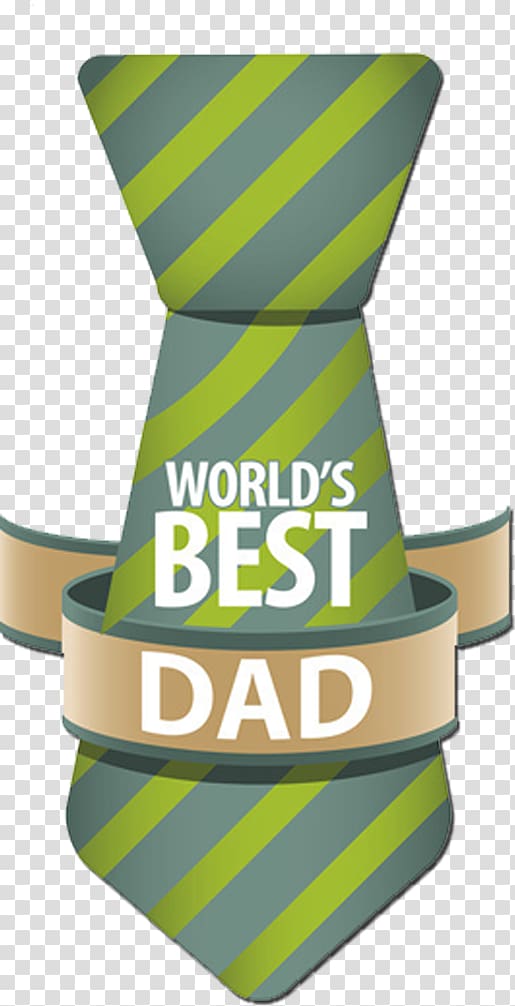 green and gray striped necktie illustration with world's best dad text overlay, Fathers Day Greeting card Illustration, Cartoon tie decoration transparent background PNG clipart