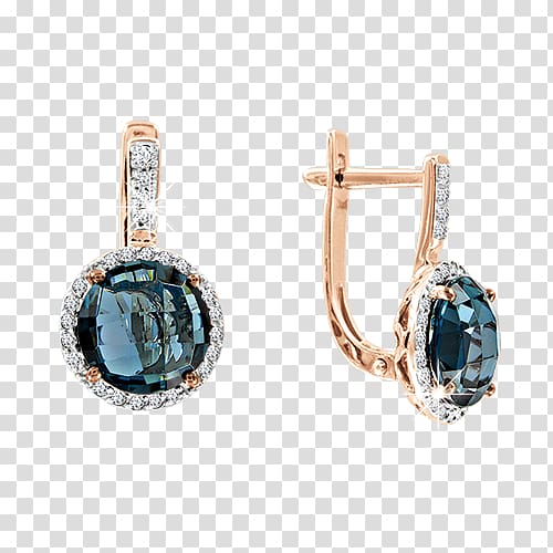 Earring Topaz Brilliant Gold Sapphire, gold transparent background PNG clipart