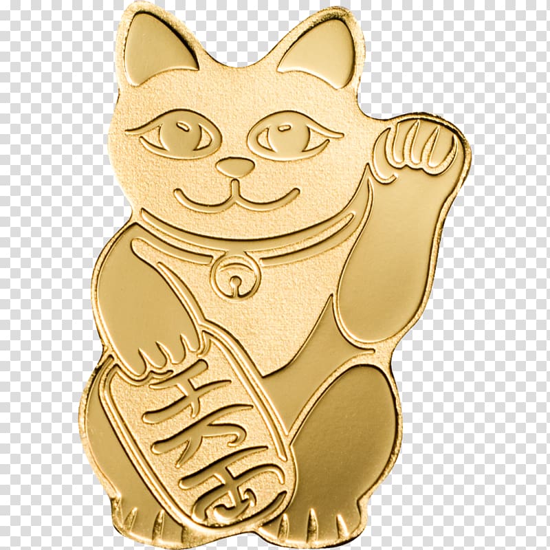 Cat Gold Whiskers Maneki-neko Coin, Cat transparent background PNG clipart