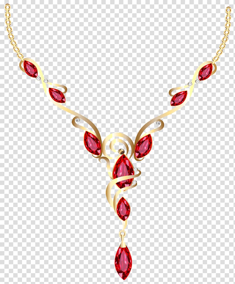 Necklace Jewellery Pearl Ring, Gold Diamond Necklace , gold-colored chain necklace with red pendant transparent background PNG clipart