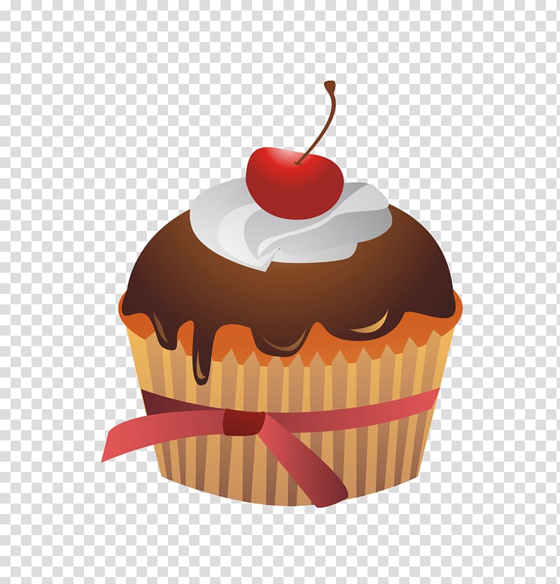 Cupcake Cherry cake Black Forest gateau Swiss roll, Cartoon cherry cake transparent background PNG clipart