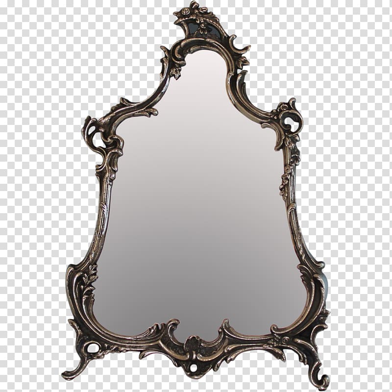 Mirror Rococo Vanity Ornament Silver, vanity transparent background PNG clipart