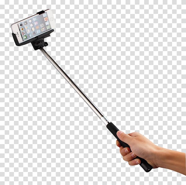 smartphone attached on selfie stick held by person's right hand, iPhone 5s iPhone 6 Plus Samsung Galaxy, Selfie Stick And Hand transparent background PNG clipart