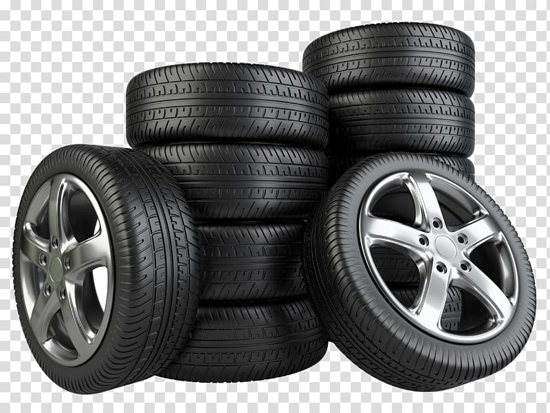 gray 5-spoke vehicle wheel and tire lot, Car Tire Wheel, Rubber tires transparent background PNG clipart