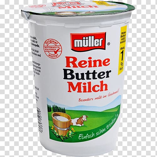 Buttermilk Soured milk Müller Supermarket, milk transparent background PNG clipart