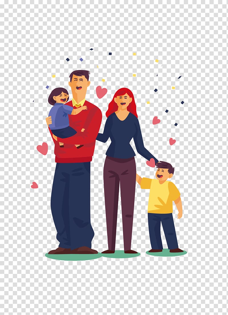 Family Illustration, a family of four transparent background PNG clipart
