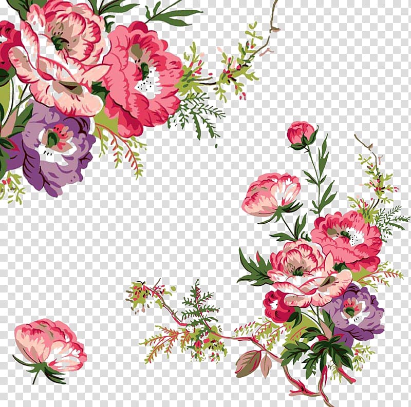 pink, white, and purple roses illustration, Flower Illustration, Flowers decorative material transparent background PNG clipart
