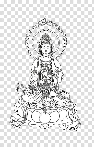 meticulous line drawing portraits of guanyin transparent background PNG clipart