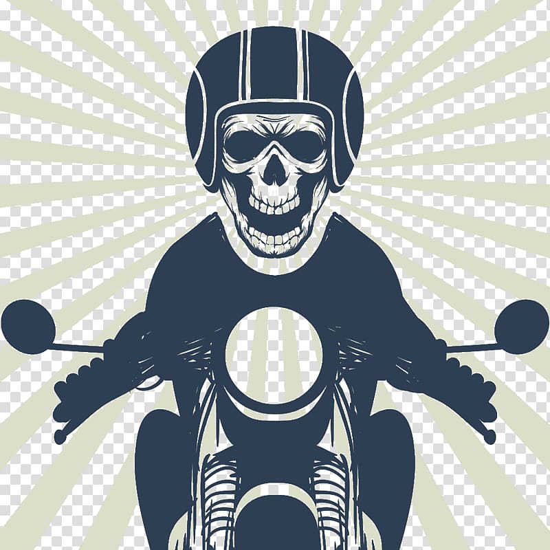 human skeleton riding motorcycle illustration, Motorcycle helmet Skull, Motorcycle Death transparent background PNG clipart
