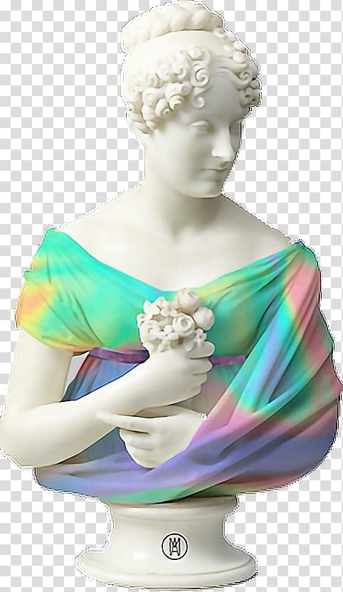 woman holding bouquet of flowers figurine, Bust Vaporwave Aesthetics Statue Glitch art, others transparent background PNG clipart