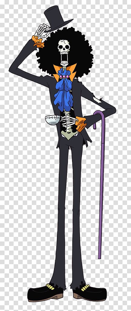 skeleton wearing black suit illustration, Brook Usopp Monkey D. Luffy Nami One Piece, Brook one piece transparent background PNG clipart