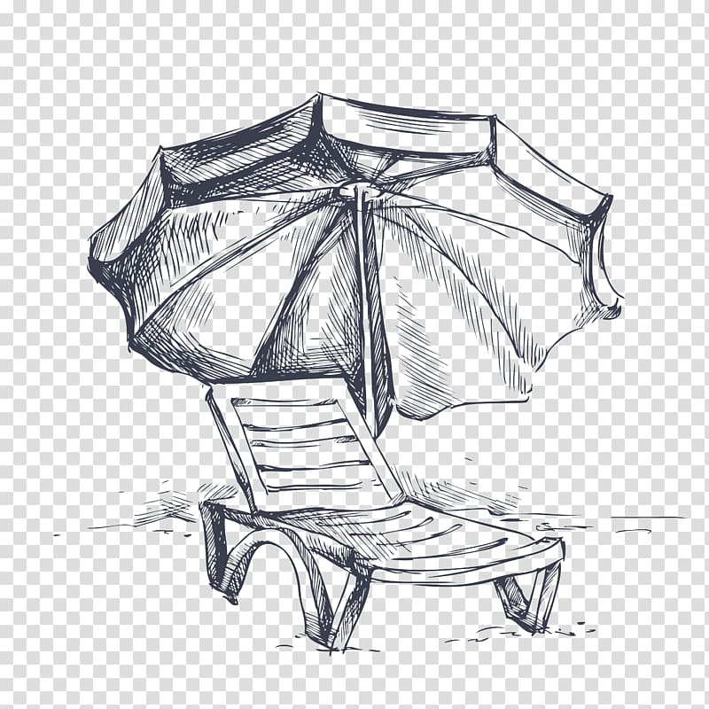 Drawing Umbrella, Hand-painted island tour transparent background PNG clipart