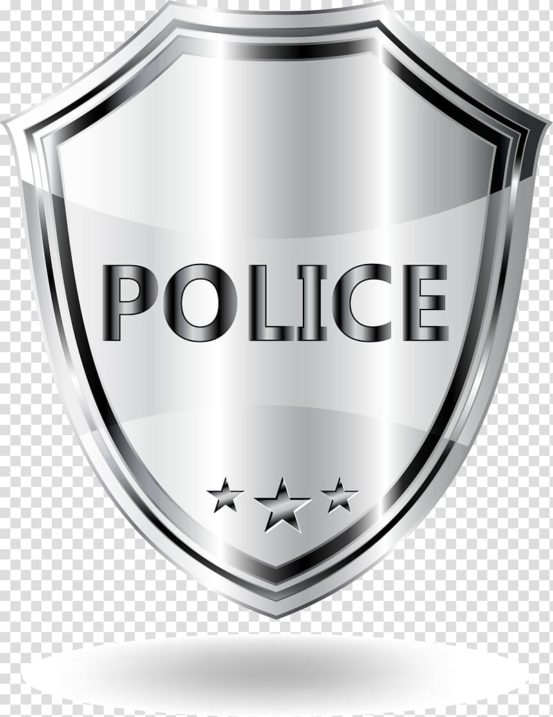 Badge Police officer, Gray metal texture shield transparent background PNG clipart