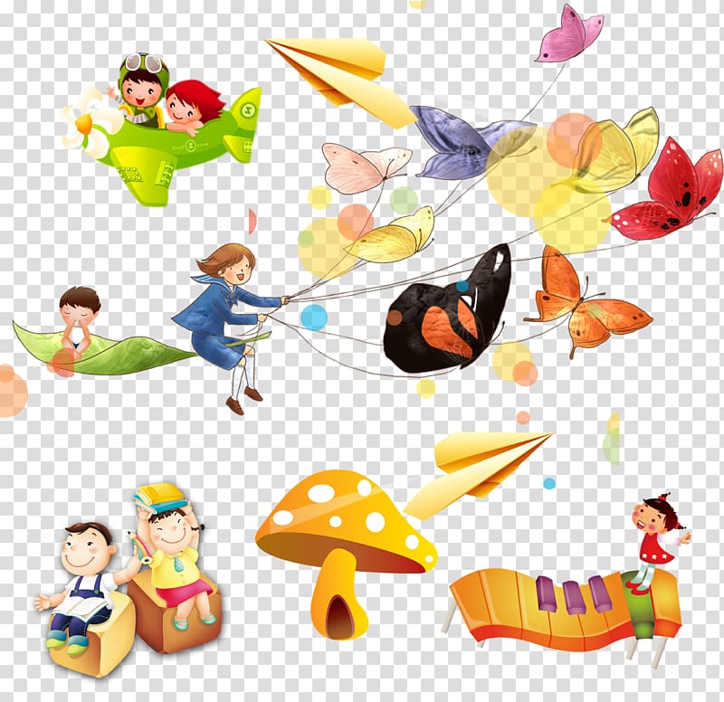 assorted-color lot, Paper plane Airplane Illustration, Cute cartoon kids transparent background PNG clipart